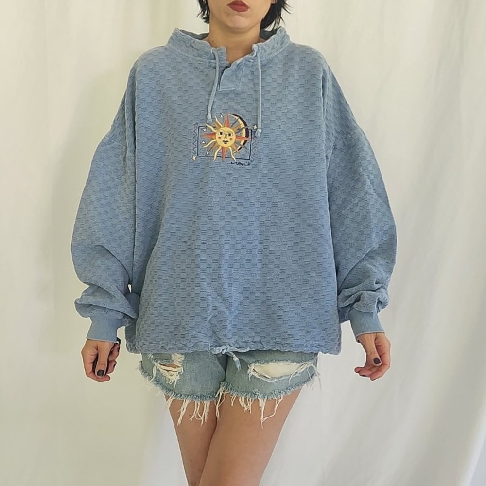 90s Blue Cotton Celestial Sweatshirt